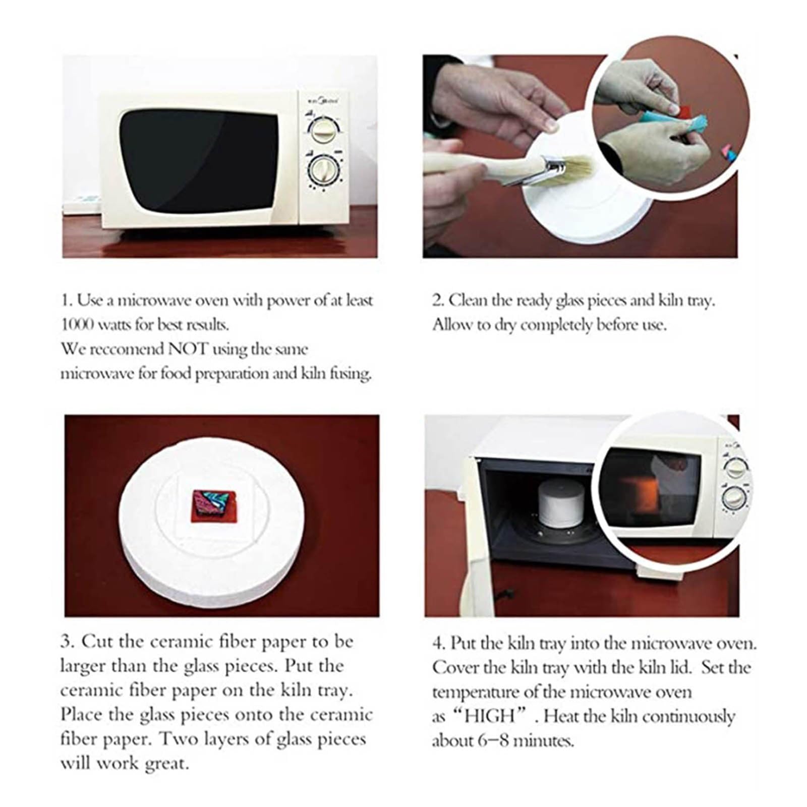 Einfach zu bedienendes Mikrowellenofen-Set, Glasschmelzöfen, Papierzubehör, perfekt für Schmuck und kreative Geschenke, künstlerisches Werkstattzubehör