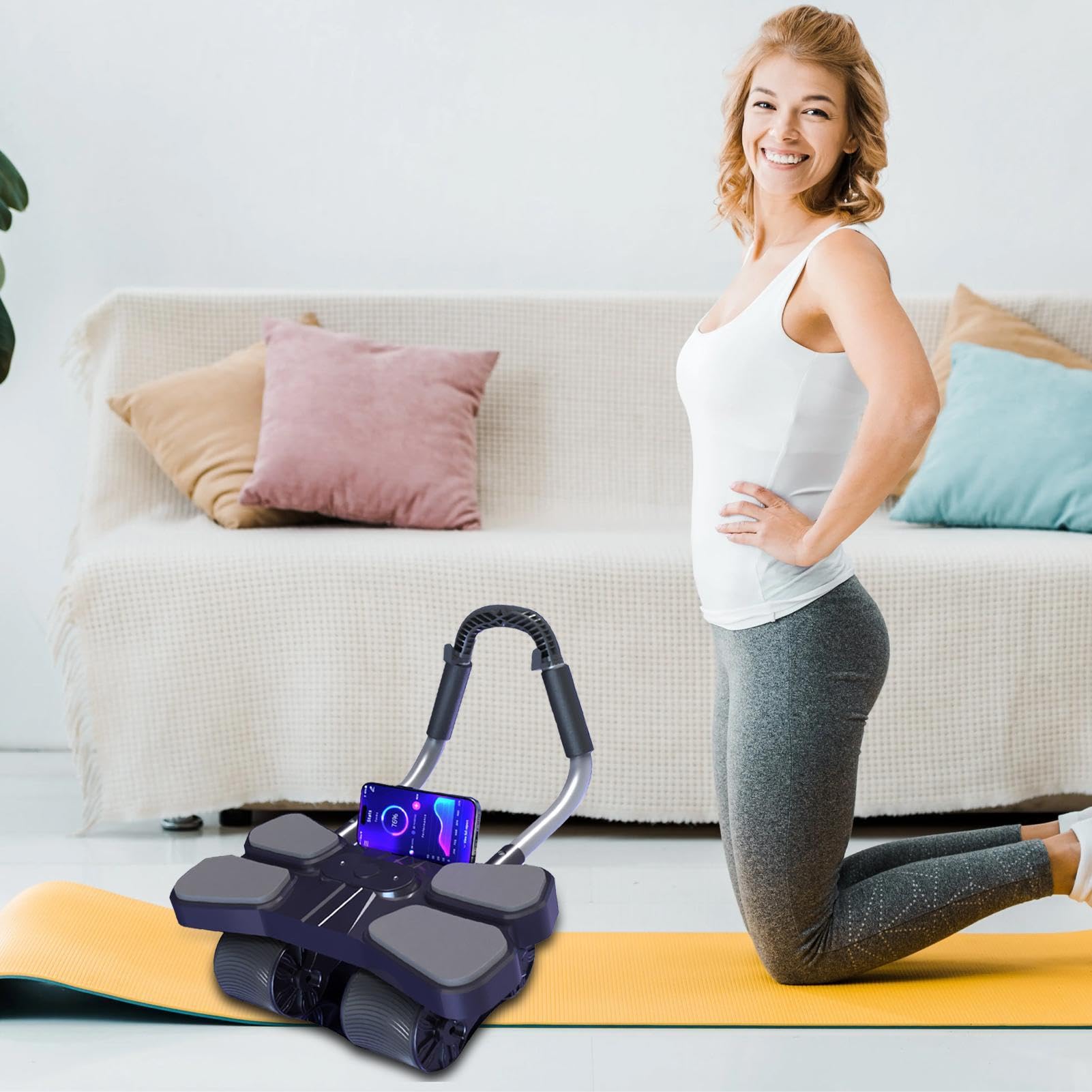 Rueda abdominal de rebote automático, rueda abdominal de apoyo de codos, rueda para abdominales, soporte de codo de 4 ruedas, rueda abdominal, rueda de rebote para vientre delgado