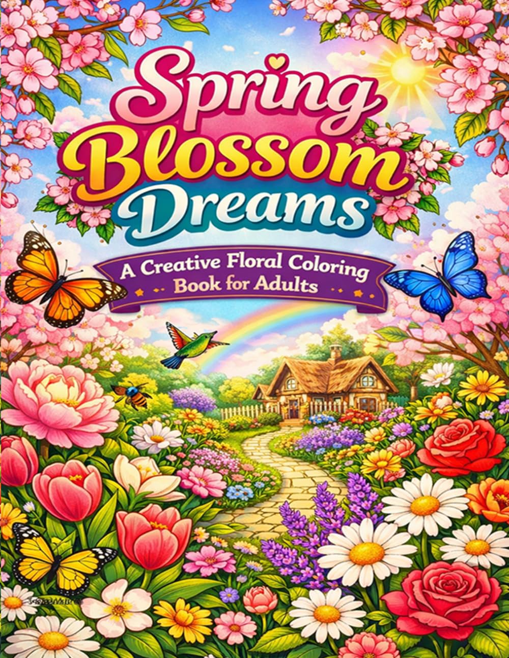 Spring Blossom Dreams: A Creative Floral Coloring Book for Adults: Beautiful Spring Flowers Gardens and Botanical Designs for Relaxation and Creative Mindfulness