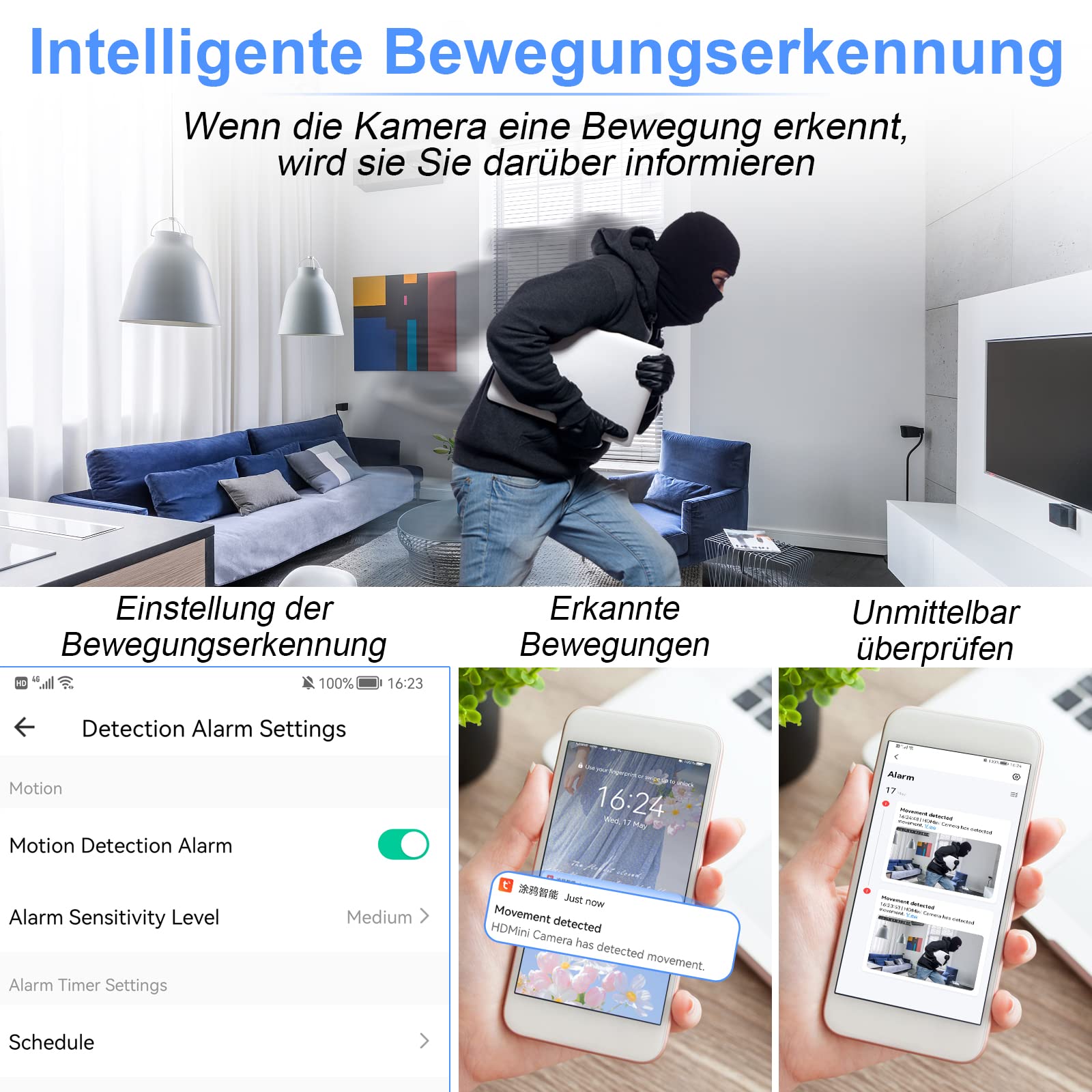 Mini Kamera WLAN, 5G/2.4G WiFi Kleine Kamera Tragbare, 1080P HD Mikro Cam Videokamera mit Bewegungsmelder Sicherheitskamera Keine Nachtsicht