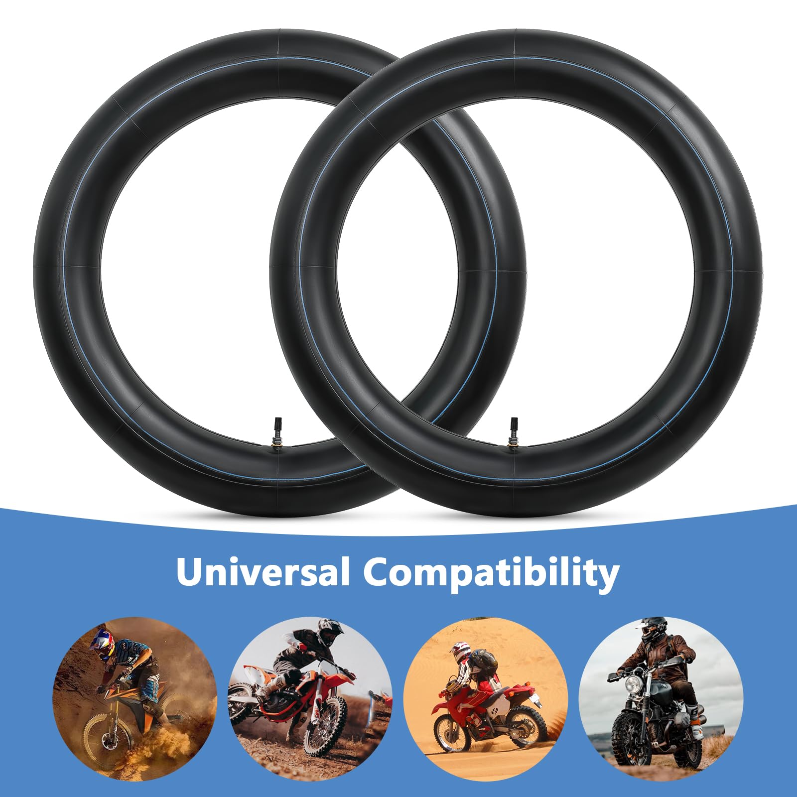 2Pcs chambres à air de moto 3,25/3,50-16 (90/100-16) Valve TR4 Tuyaux intérieurs de moto en caoutchouc butyle haute performance, Compatible 3,25-16 3,50-16 Dirt/Mini Pit Bike Motocross Pneus