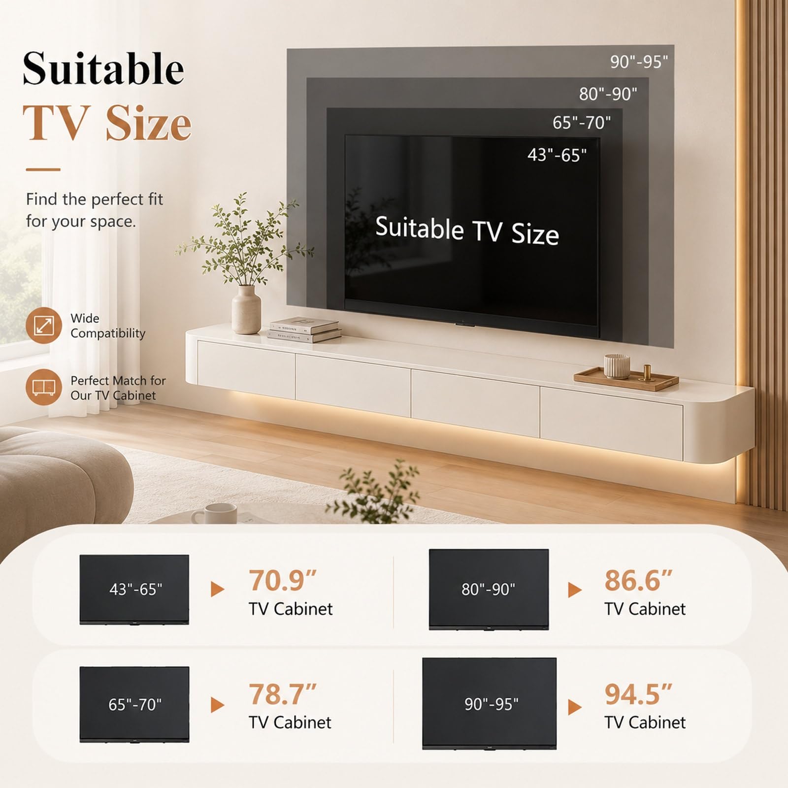 Moderno mobile mobile in legno con luci LED, completamente assemblato, mobiletto Ma armadio grigio slish con Ders e cavo nascosto per soggiorno/camera da letto (110,2)