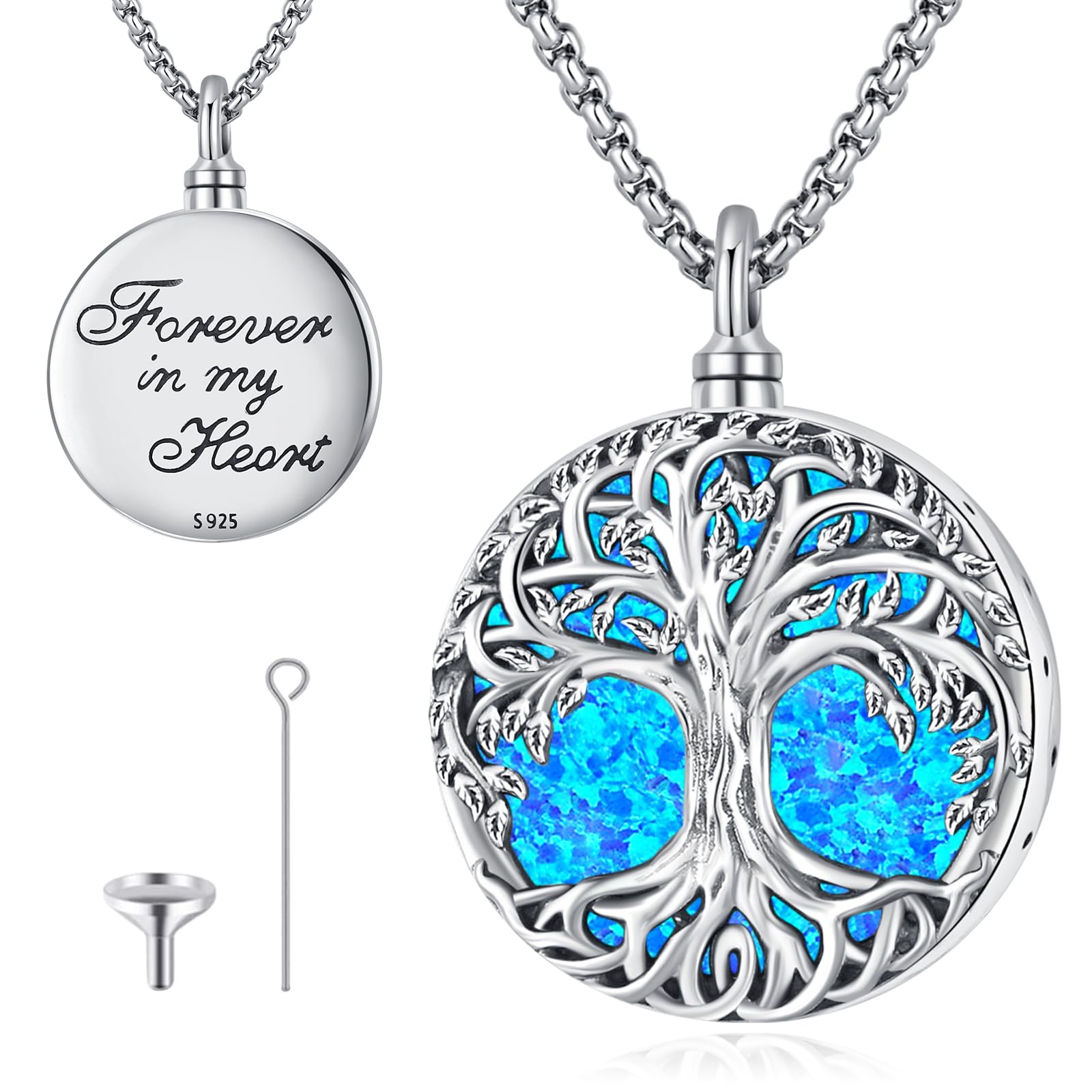 LOOVE Jewelry Gifts - Tree of Life Necklace Sterling Silver Abalone Shell/Opal/Moonstone/Black Onyx/Turquoise/Malachite/Crystal Family Tree of Life