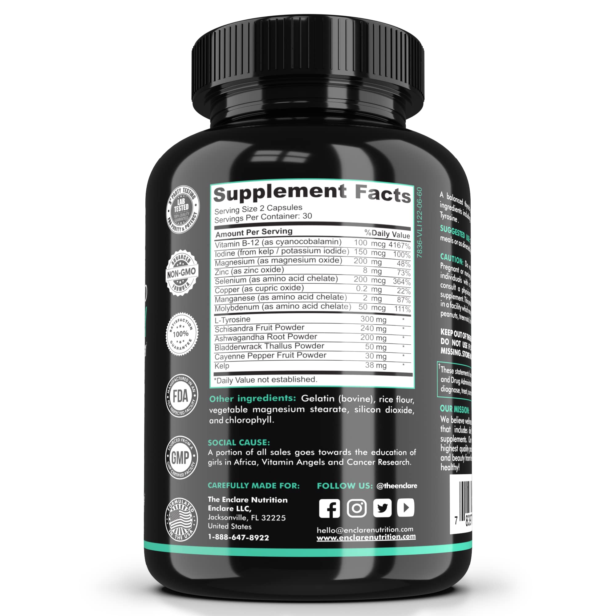 THE ENCLARE NUTRITION Thyroid Support Supplement with Iodine - Balance Hormones for Energy, Metabolism, Focus, Stress, Mood. Ashwagandha, Zinc, Selenium, Vitamin B12, Kelp, Magnesium, L Tyrosine (1) — Amazon image 12