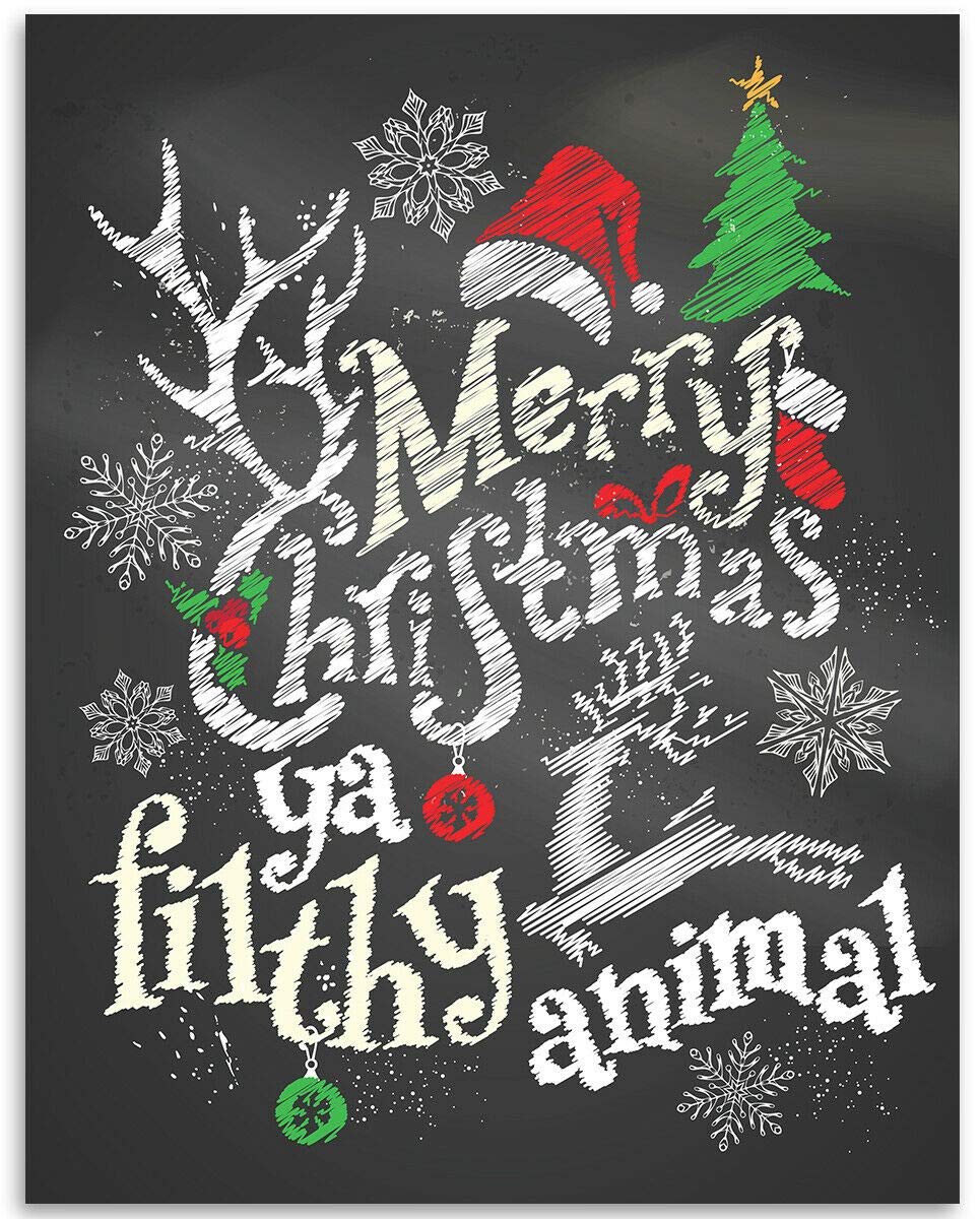 Bioprocess Black Merry Christmas Ya Filthy Animal Art Print Makes A Great Gift Tin Sign 8X12 Inch