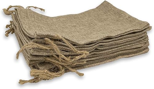 Miniatura 4 de TheDisplayGuys - Paquete de 12 bolsas de regalo de arpillera natural de 8 x 10 pulgadas con cordón (marrón natural, grande) para recuerdos de
