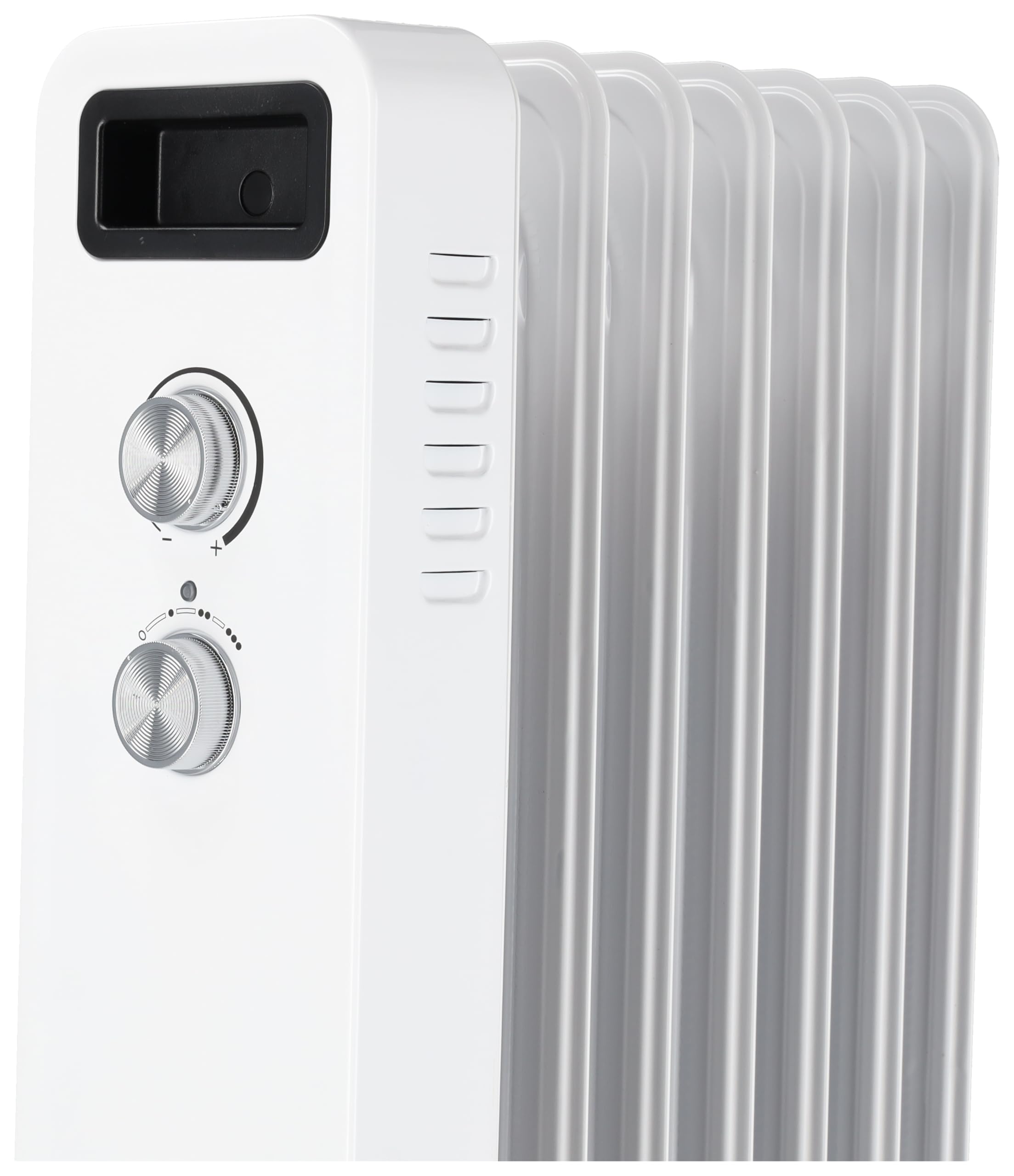 Radiador de aceite DESCON DA-J1501, 1500 W, 7 costillas, control de temperatura, termostato, tres niveles de calor, ruedas de transporte, compartimento para guardar cables, protección antivuelco