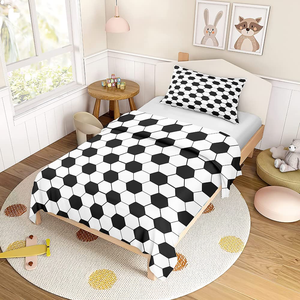 Parure De Lit Enfant Football GARÇON - Housse De Couette Microfibre 90x190cm + Taie D'Oreiller
