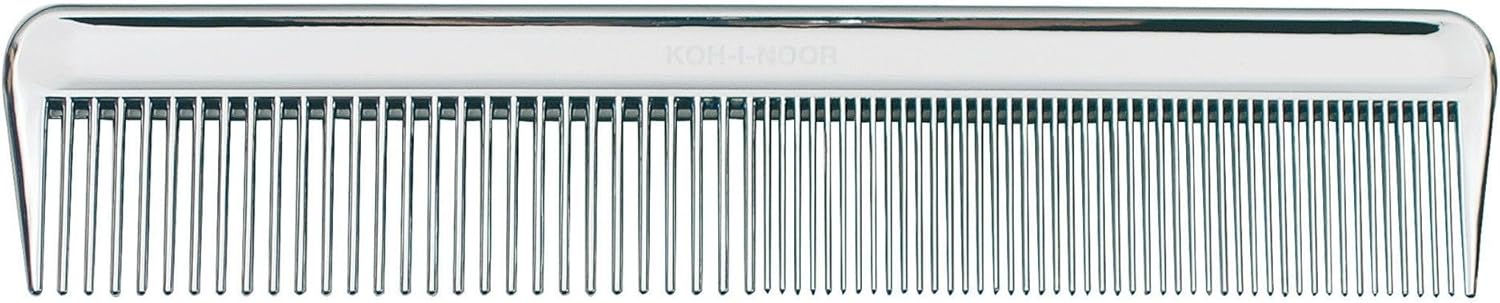 Wide and Close Spread Metallic Teeth Comb by KOH-I-NOOR Beauty USA