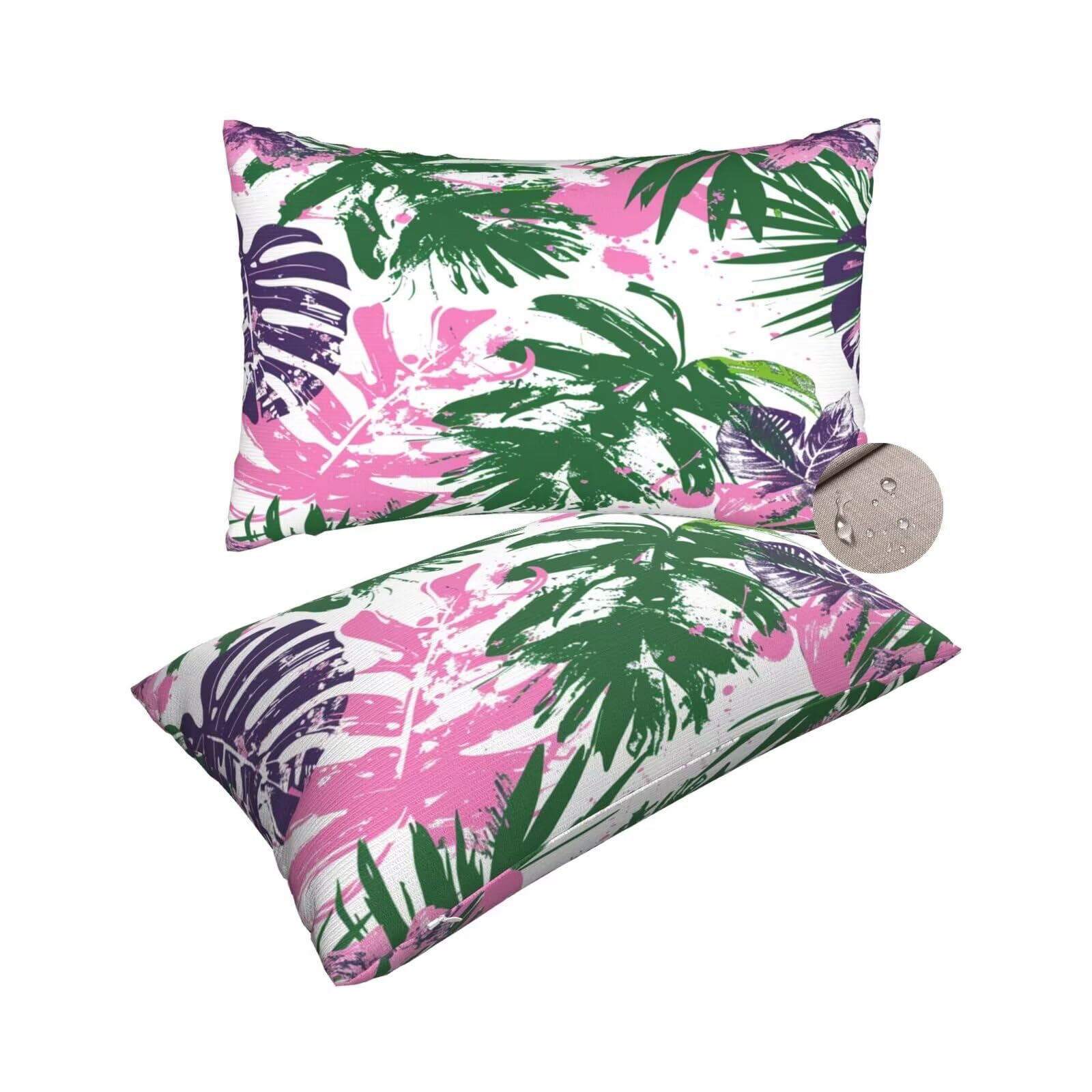 Housse coussin 40x70 cm exterieur impermeable rose 2 pièces