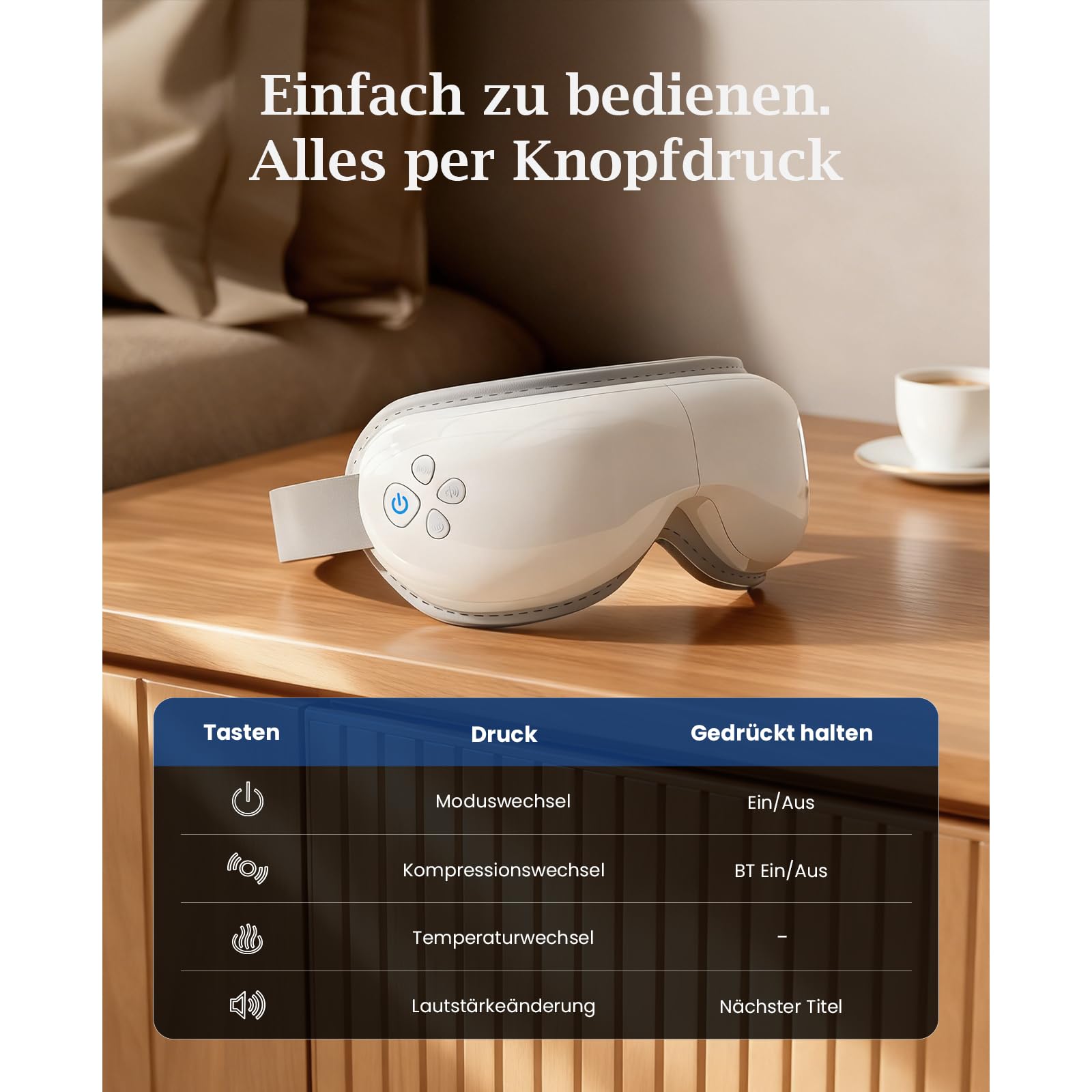 Bob and Brad Augenmassagegerät mit 40 & 45 °C Wärme, 3 Intensitätsstufen | Augen massagegerät mit Musik gegen Migräne, entspannt belastete Augen – Geburtstagsgeschenk für Frauen & Männer