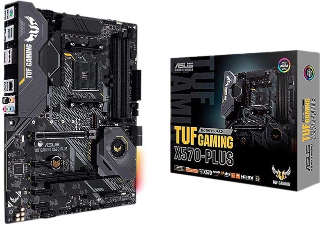 ASUS AM4 TUF Gaming X570-Plus ATX Motherboard with PCIe 4.0, Dual M.2, 12+2 with Dr. MOS Power Stage, HDMI, DP, SATA 6Gbps, USB 3.2 Gen 2 and Aura Sync RGB Lighting