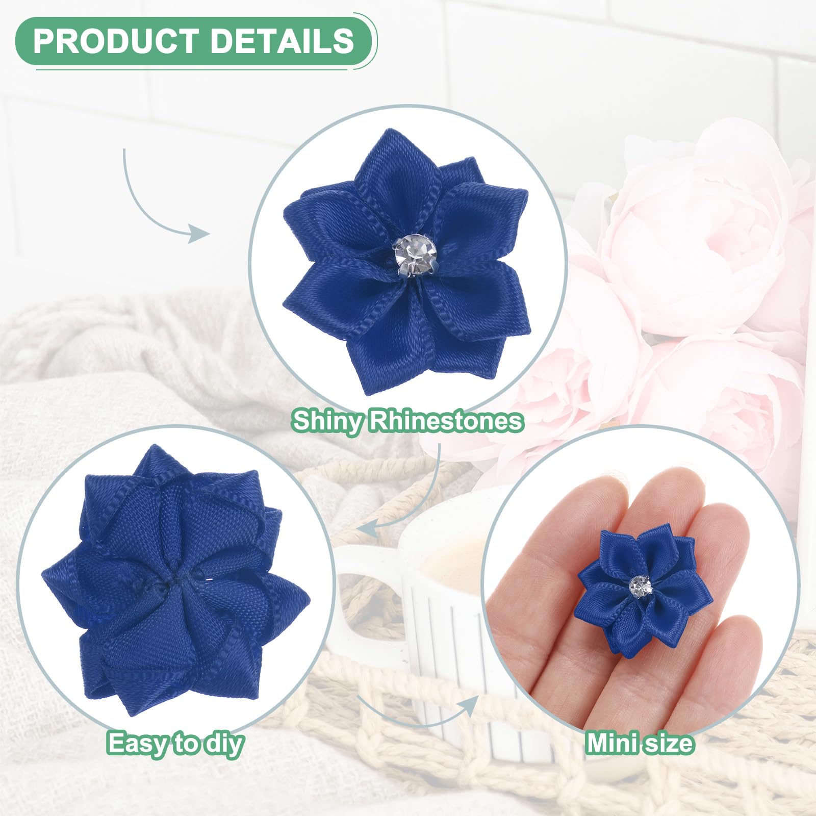 M METERXITY 150-pack Satin Ribbon Flowers - Image 2