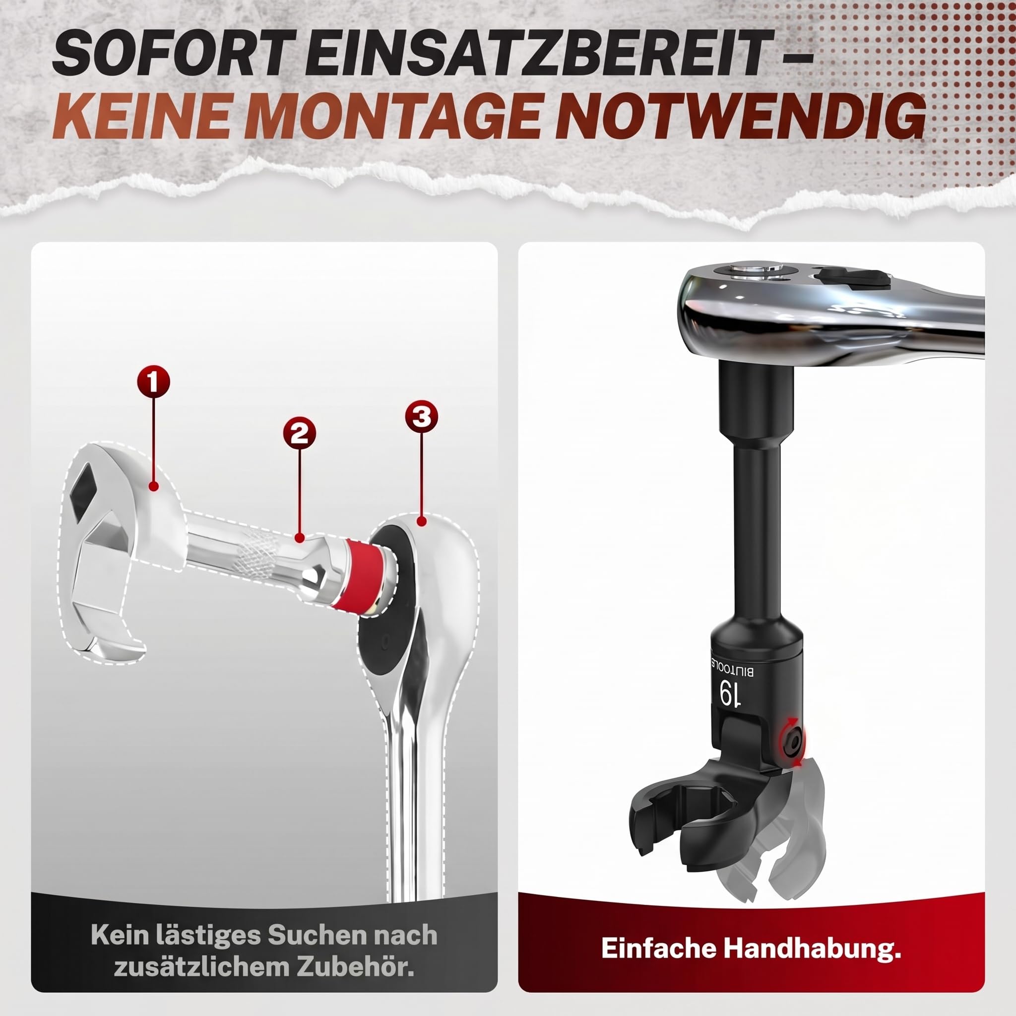 BILITOOLS Leitungsschlüssel Satz 3/8 Zoll 6-tlg mit Gelenk 12-19 mm