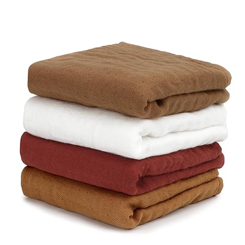 Maliton Paños de muselina para bebé, paquete de 4 paños para eructos súper suaves y grandes de 20 x 10 pulgadas, 100% algodón, absorbentes de 6