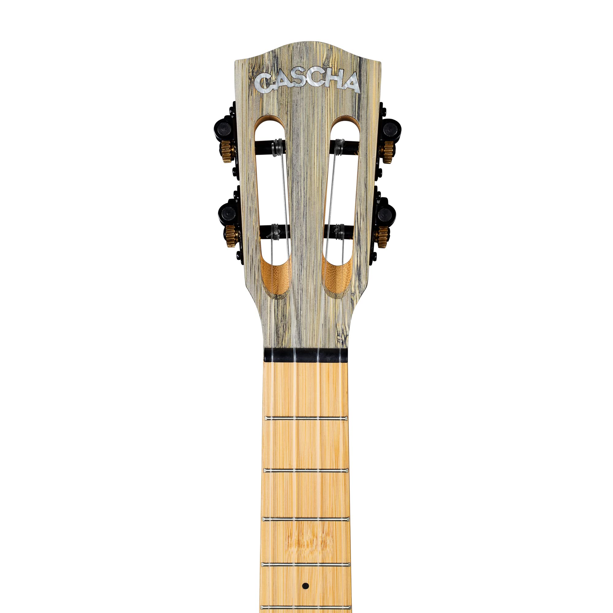 Cascha E-Bamboo Graphit Sopran Ukulele Erwachsene & Kinder - inkl. 3 Plektren & Tasche - Bambus-Ukulele als Bühnenbegleiter - hochwertige Carbon-Saiten - integriertes Stimmgerät & 3-Band-Equalizer