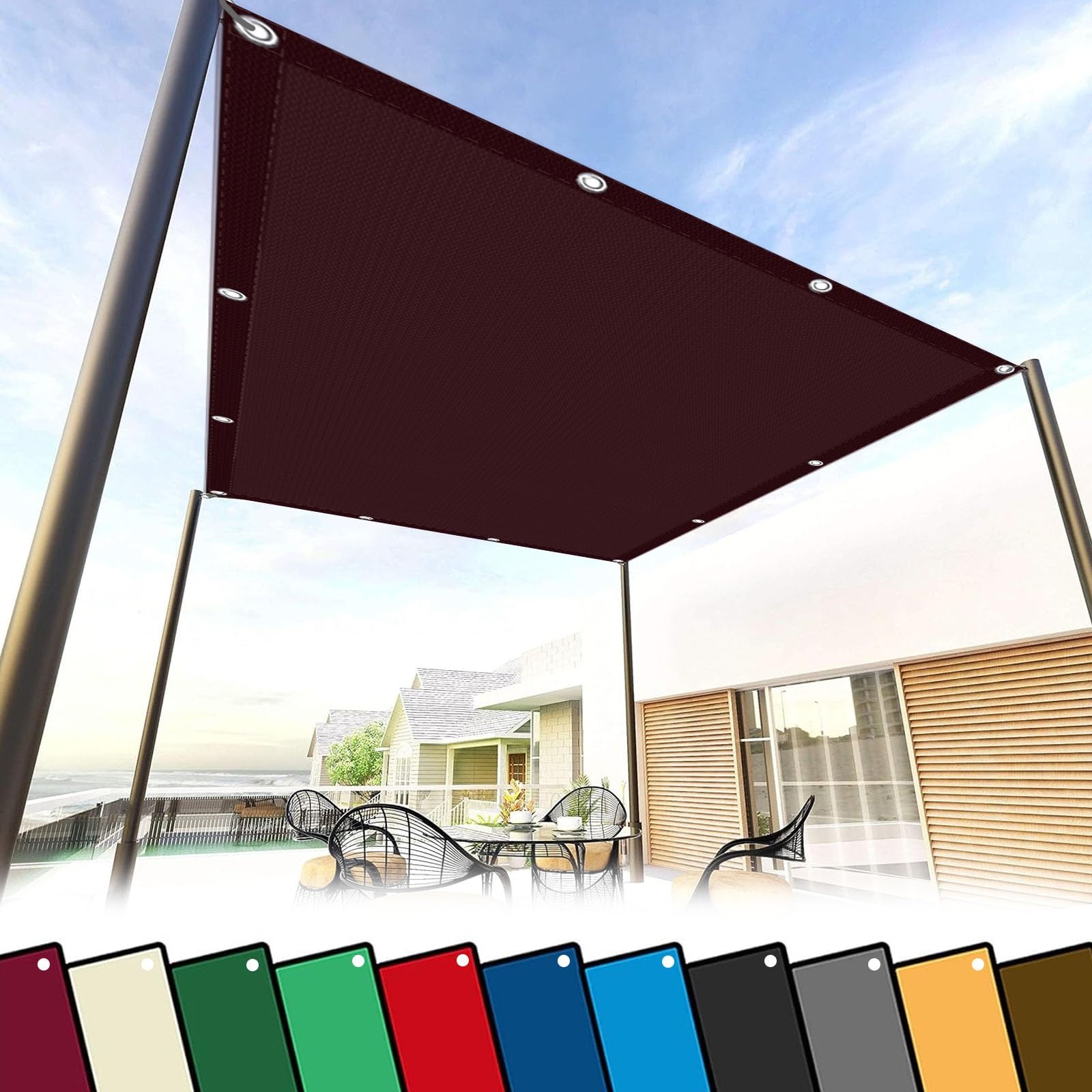 Voile d'ombrage pour patio et balcon grand format pour abriter les repas de famille