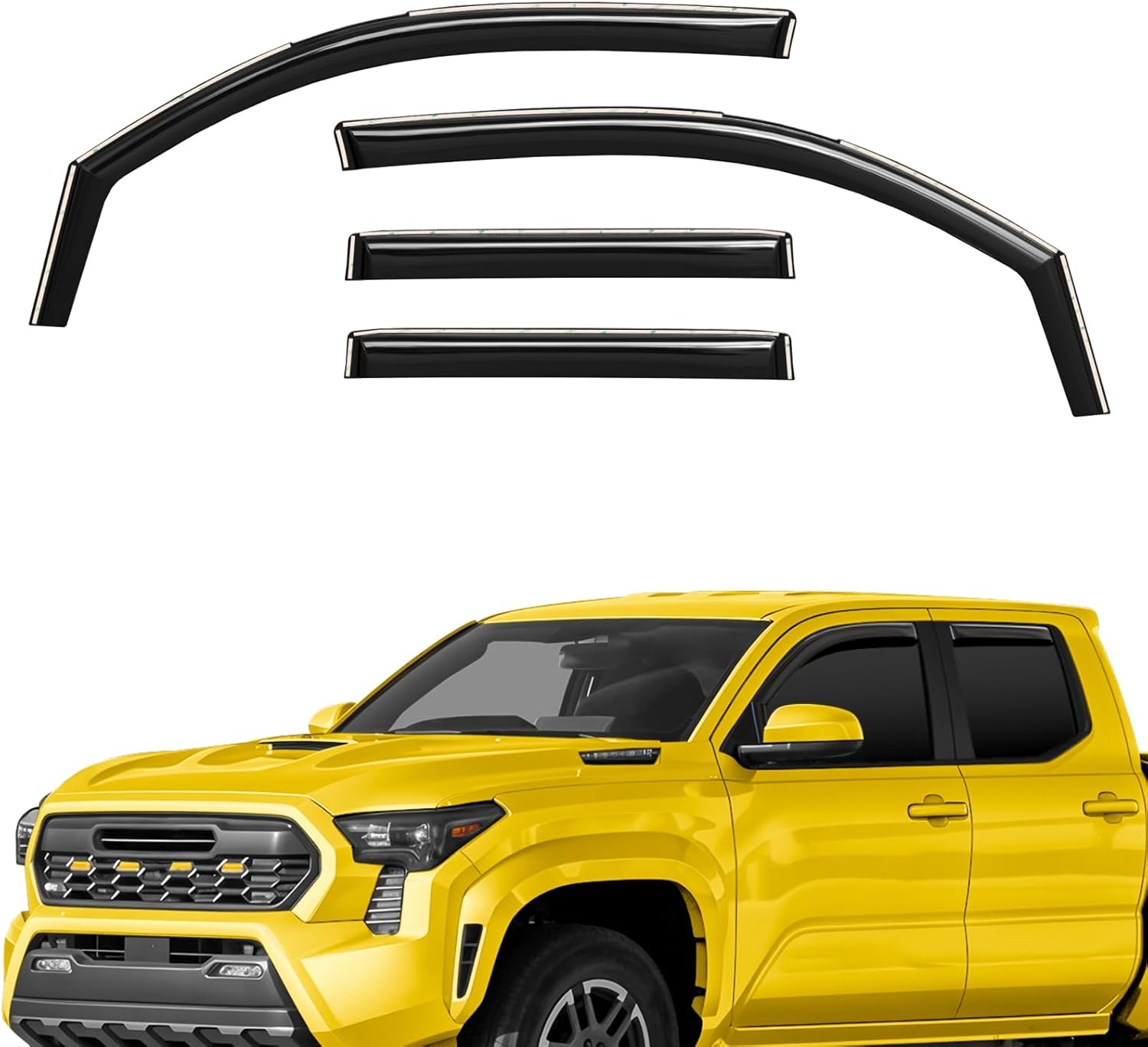 Extra Durable Window Deflectors in-Channel Window Visors Rain Guards Fit for Toyota Tacoma 2024-2026 Double Cab, Sun Visors, Wind Vent for Shades, Exterior Car Accessories - 4 pcs. AG0957