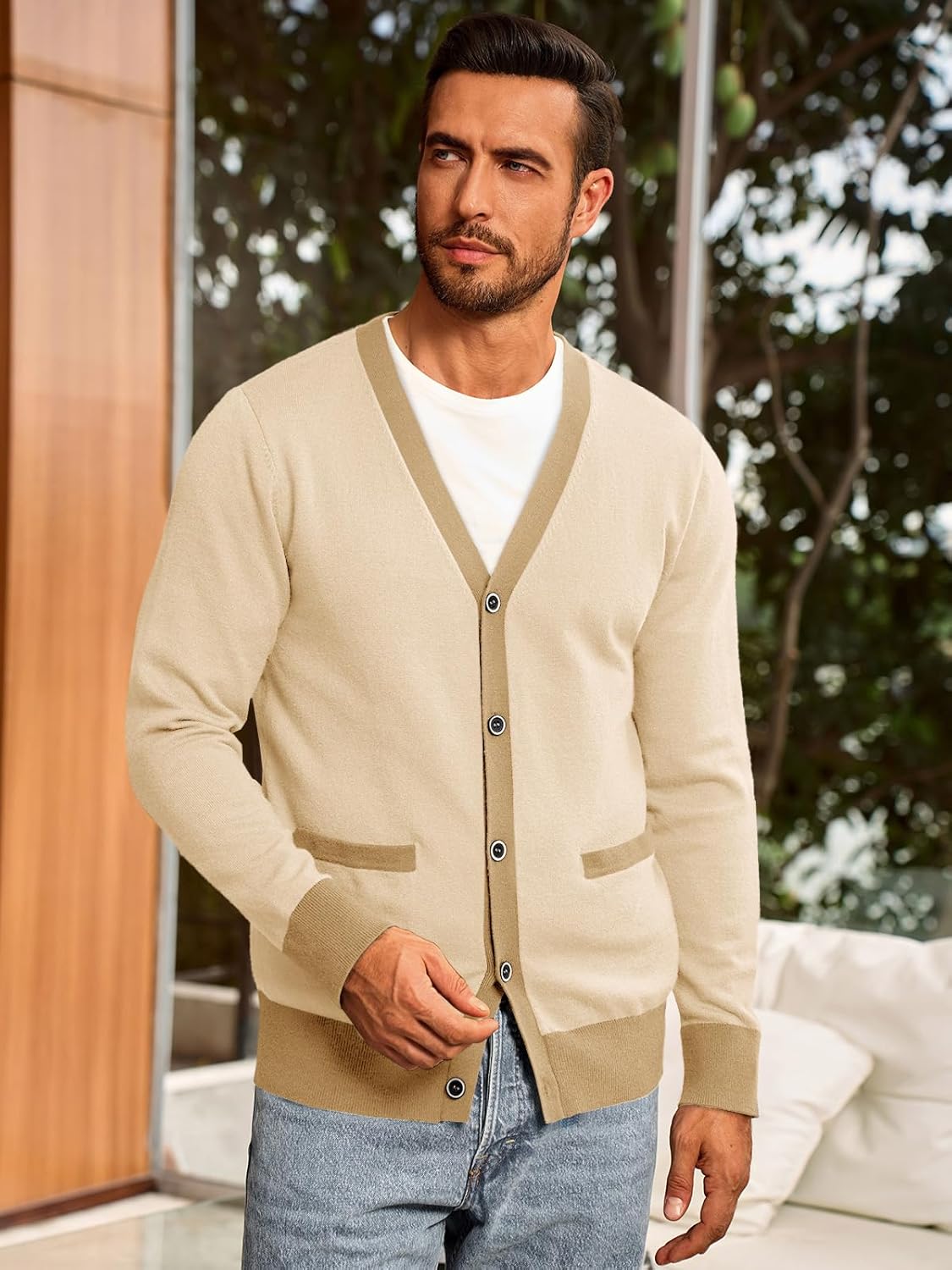 Runcati Men's Cardigan Sweater Long Sleeve V Neck Cardigan Casul Button Down Knitted Sweaters with Pockets - Image 4