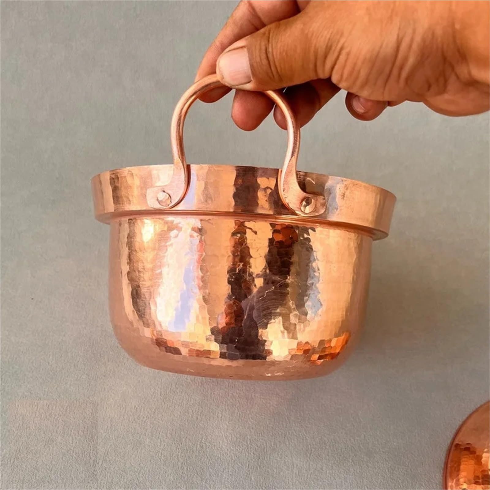 Hammered Kupfertopf Sukiyaki-Topf aus reinem Kupfer, individuell geschmiedet, handgehämmert, Doppelgriff, dicke Nudeln, heiß kochen(S)