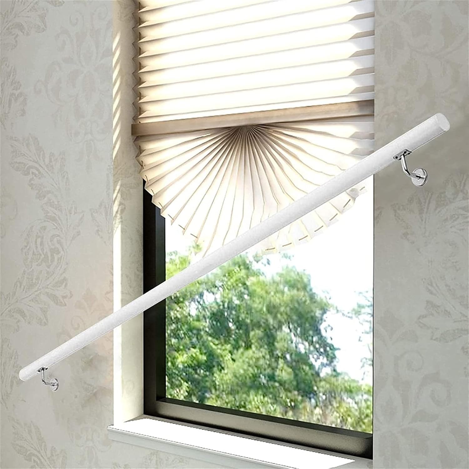 Staircase Handrails (1ft-20ft), White Wooden Railing, Corridor Non-Slip Stair Banister, Against The Wall Elderly Loft Railings Support Rod for Home Indoor (Size : 1ft)