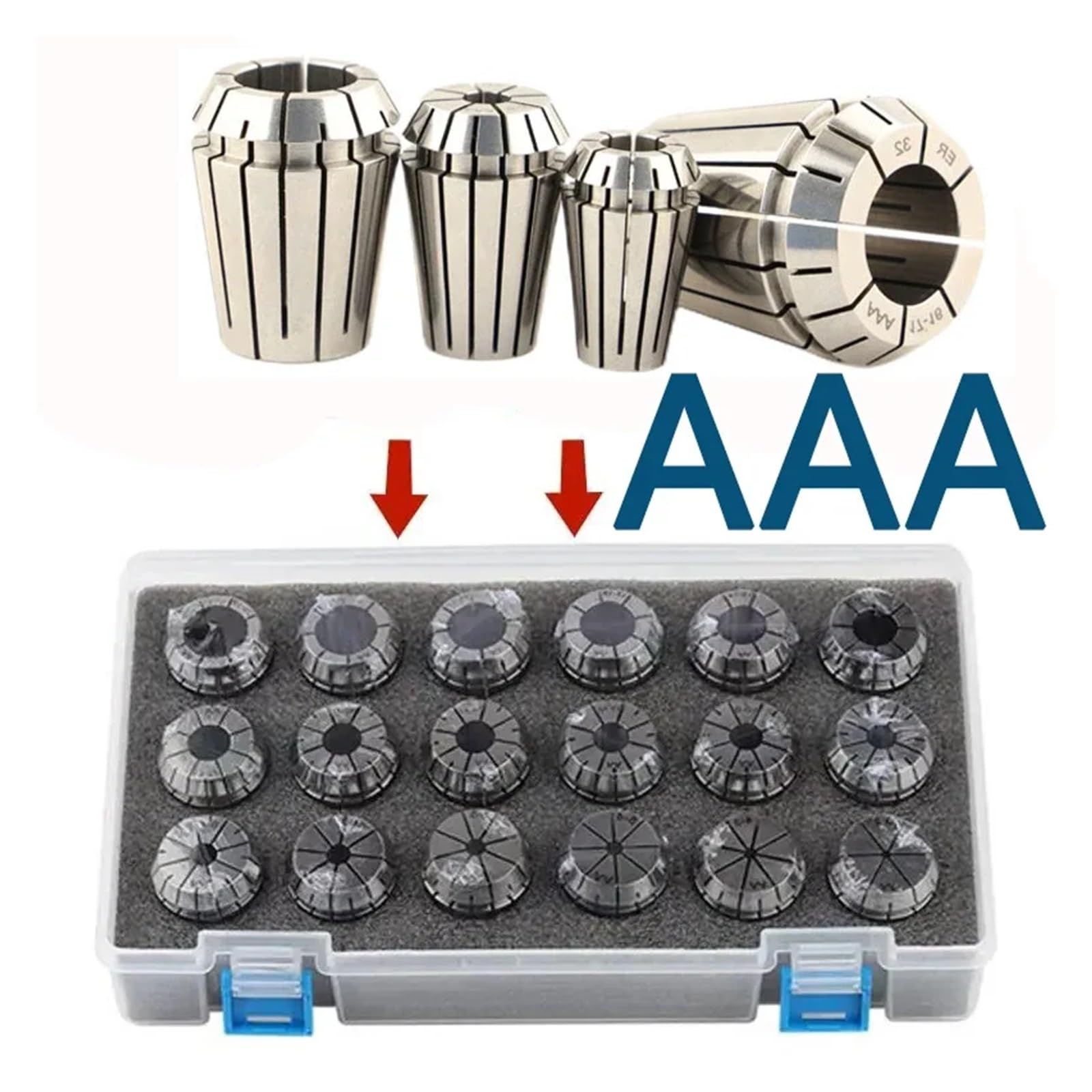 ER-Spannzangensatz ER-Spannzangen-Set ER11 ER16 ER20 ER25 ER32 ER40 0,005 mm 0,008 mm Werkzeughalter Spann-ER-Federspannfutter ER(ER25-(15pcs),AAA(0.005mm))
