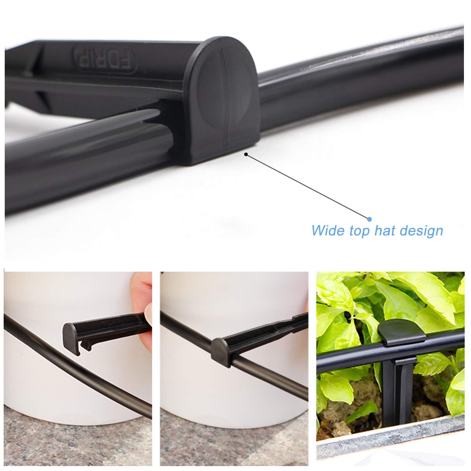 10 picchetti di supporto per irrigazione a goccia per 3/5 pollici, 4/7 pollici, pali di tenuta in plastica, tubi universali per irrigazione da giardino idroponica, colore nero