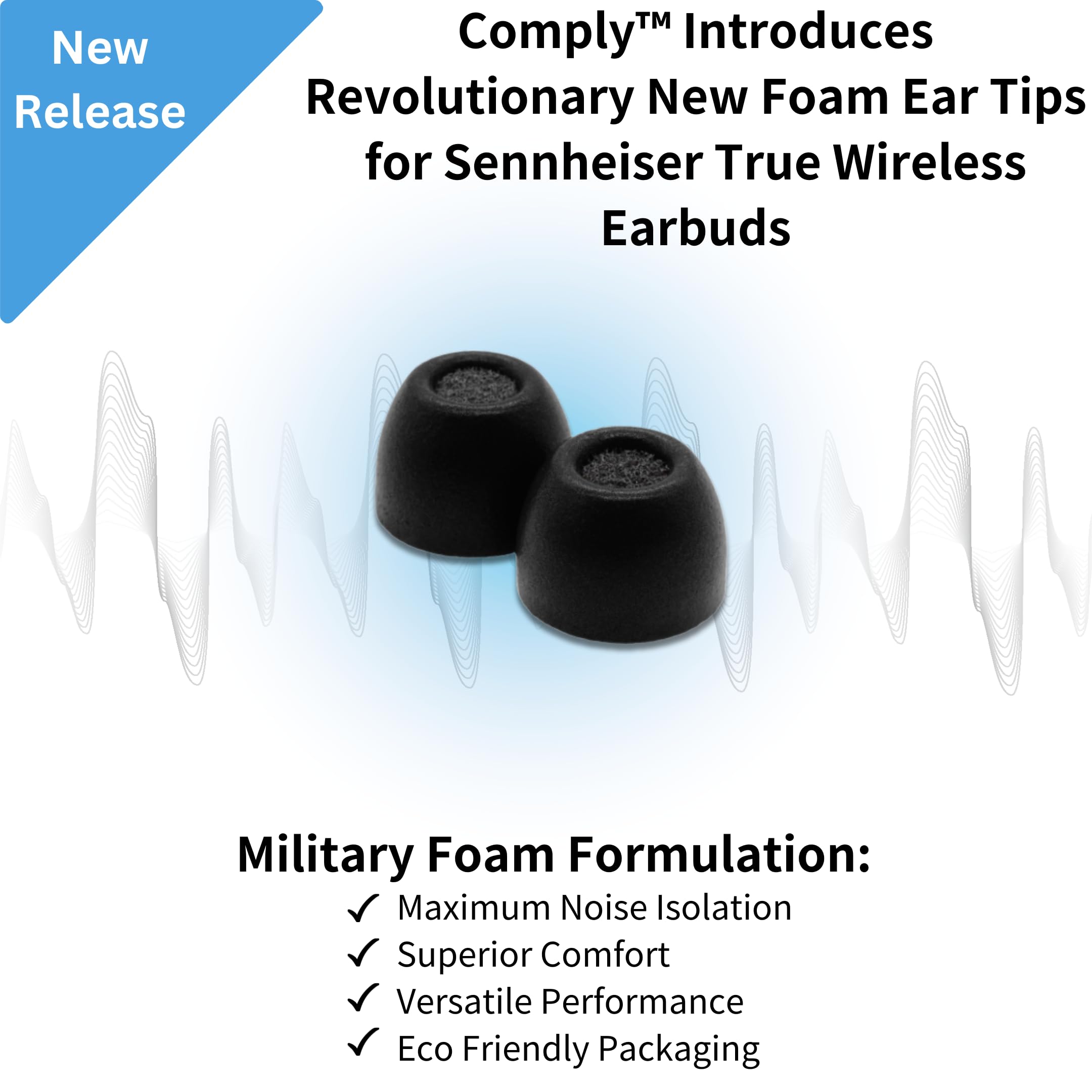 Comply Lot de 3 paires de bouchons d'oreilles en mousse de qualité supérieure compatibles avec Sennheiser Momentum (3 et 4) et ACCENTUM True Wireless, taille M, nouvelle version 2025 avec outil de