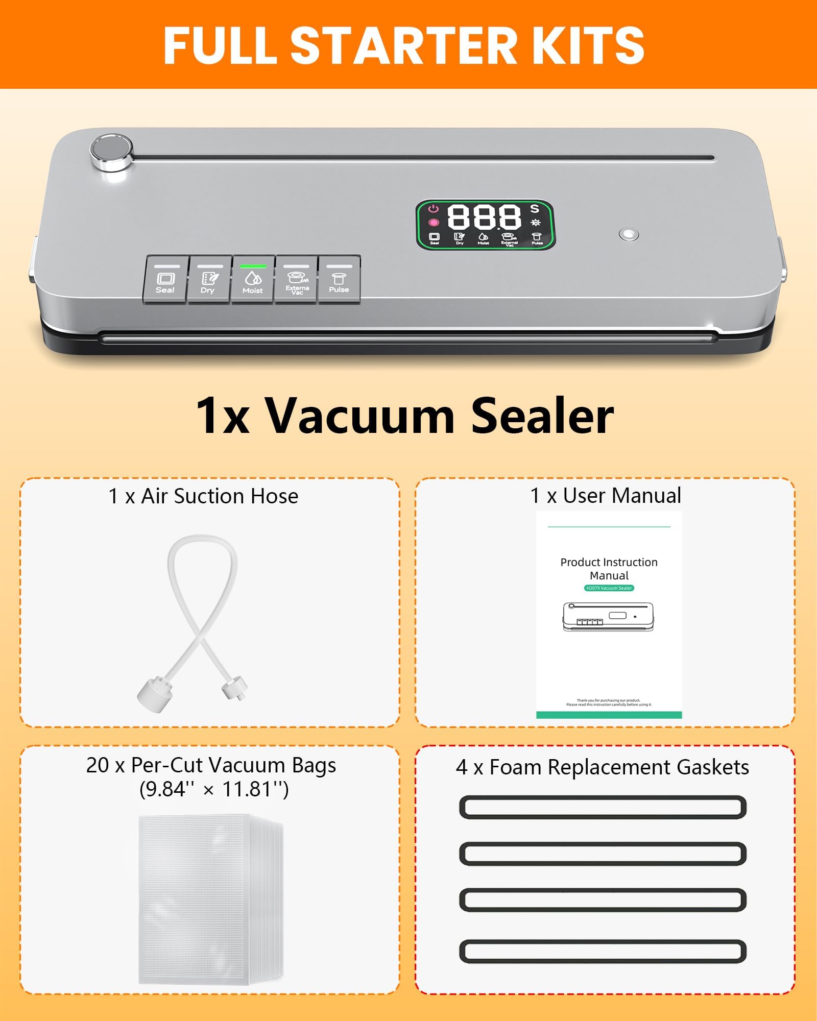 Vacuum Sealer Machine Food Sealing Machine, Built-in Cutter — view 8
