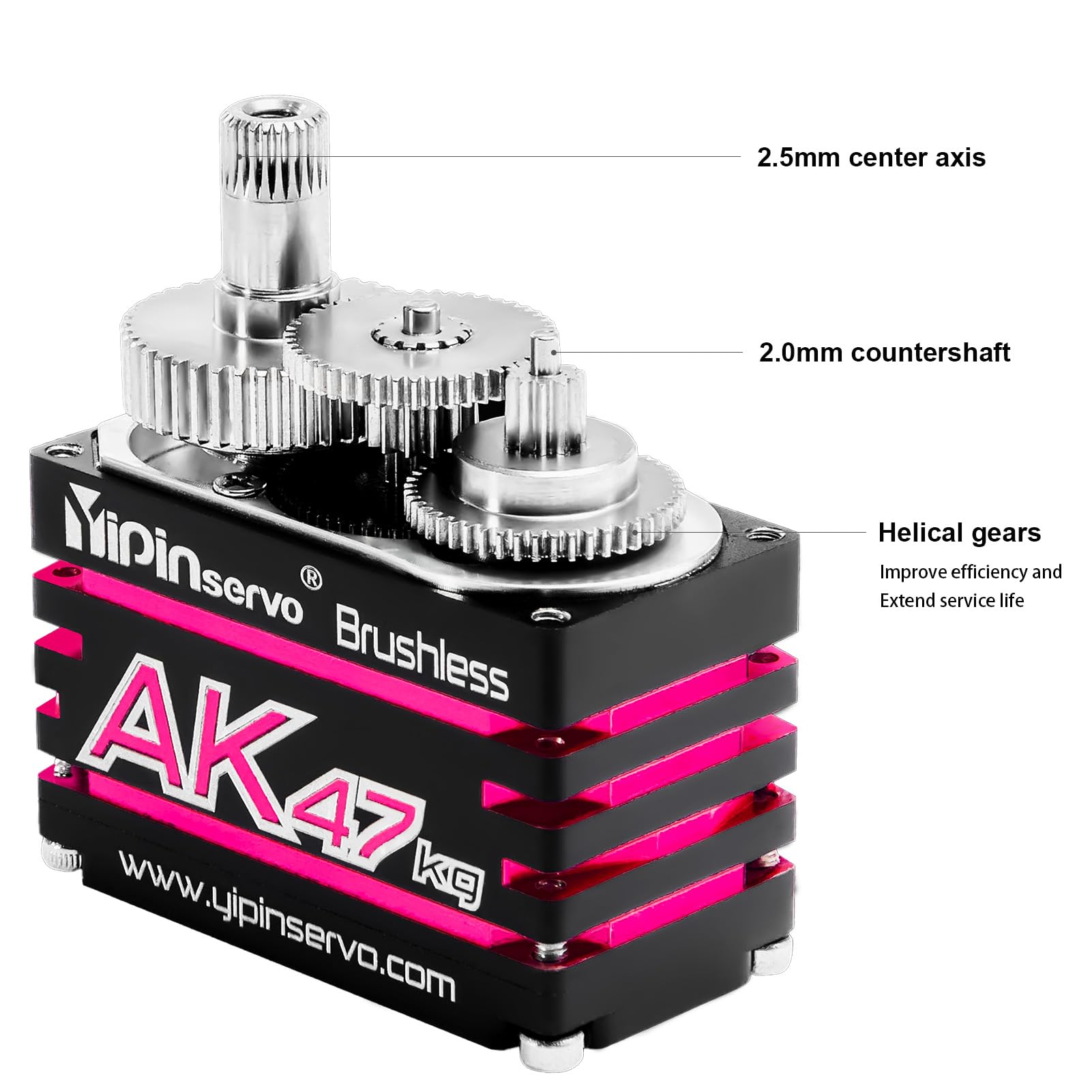GOUPRC AK - Servo RC sin escobillas de aluminio de 70 kg para 1/8 1/10 1/12 RC camión, coche, barco, robot, engranaje oblicuo de 8.4 V, servo de dirección de alto par