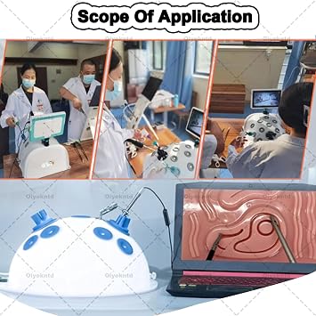 Laparoscopic Suture Practice Kit, Trainer Box Simulator Laparoscopy Trainer Box, Laparoscopic Simulator Trainer Kit with 0/30Endoscope, 4 Instruments 10 Training Modules 0