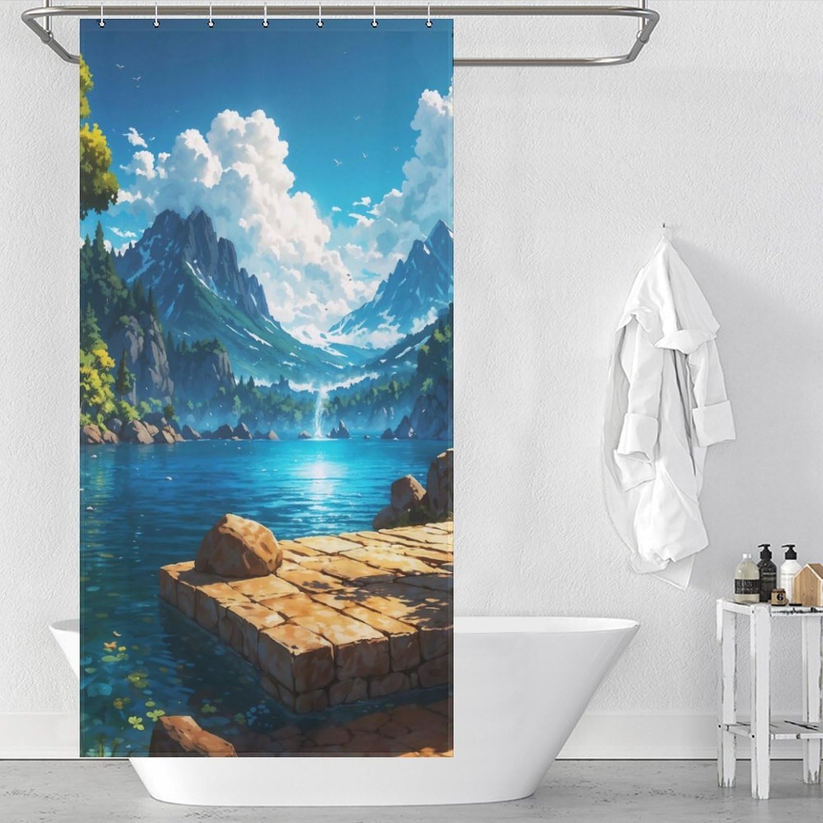 Rideaux de salle de bain en polyester premium art moderne 90x180cm
