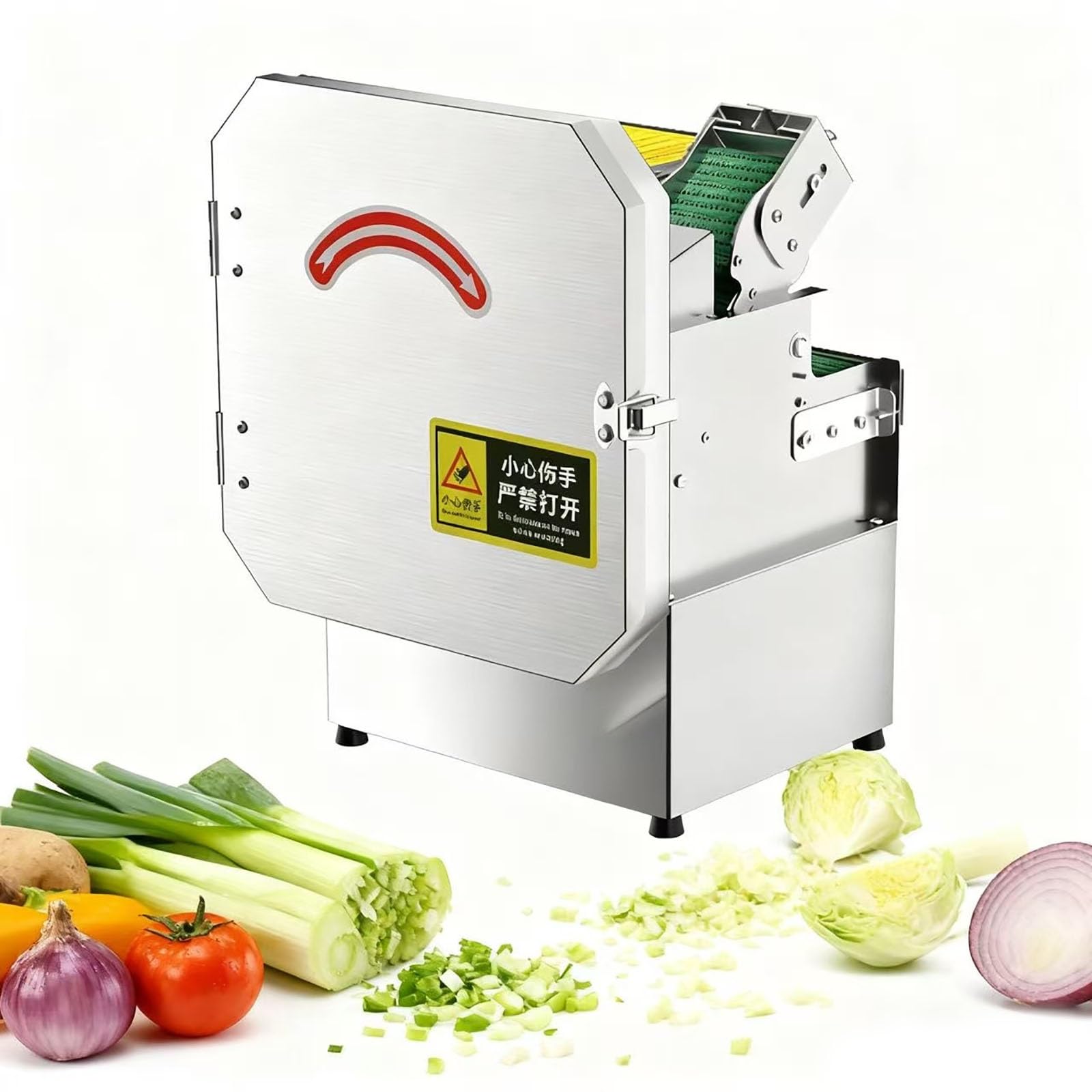 IUokLU Commercial Scallion Slicer,Thickness and Length are Adjustable,200W Electric Vegetable Cutter, 700BPM Electric Leek Cutting Machine,for Garlic Ginger Chili Potato Cucumber