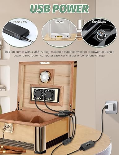 Miniatura 5 de Paquete de 2 ventiladores USB de 1.575 in x 0.394 in CC 5 V Mini ventilador de caja sin escobillas para computadora, terrario, PlayStation, carcasa