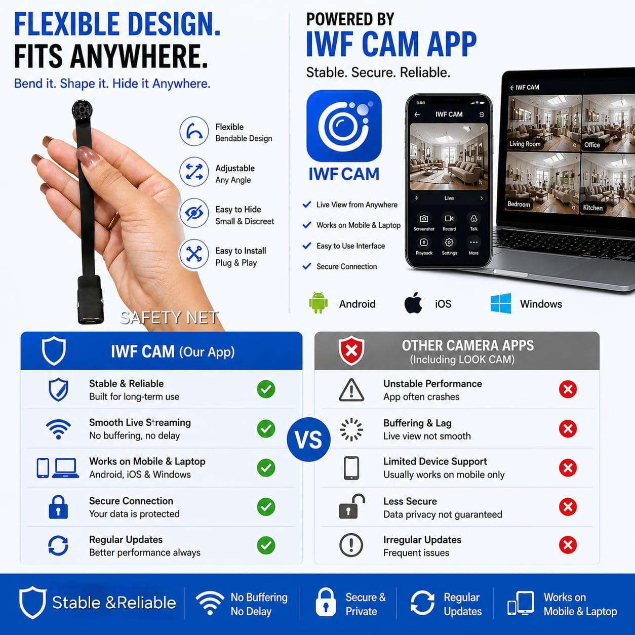 SAFETYNET WiFi Button Camera | 1080P Full HD Hidden Spy Camera | IWF CAM App | Flexible Bendable Design | 32GB Memory Support with Compression | Live View on Mobile & Laptop | Audio Video Recording — Amazon image 6