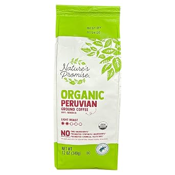 Natures Promise Organic Peruvian Ground Coffee, 100% Arabica Light Roast, 12 oz