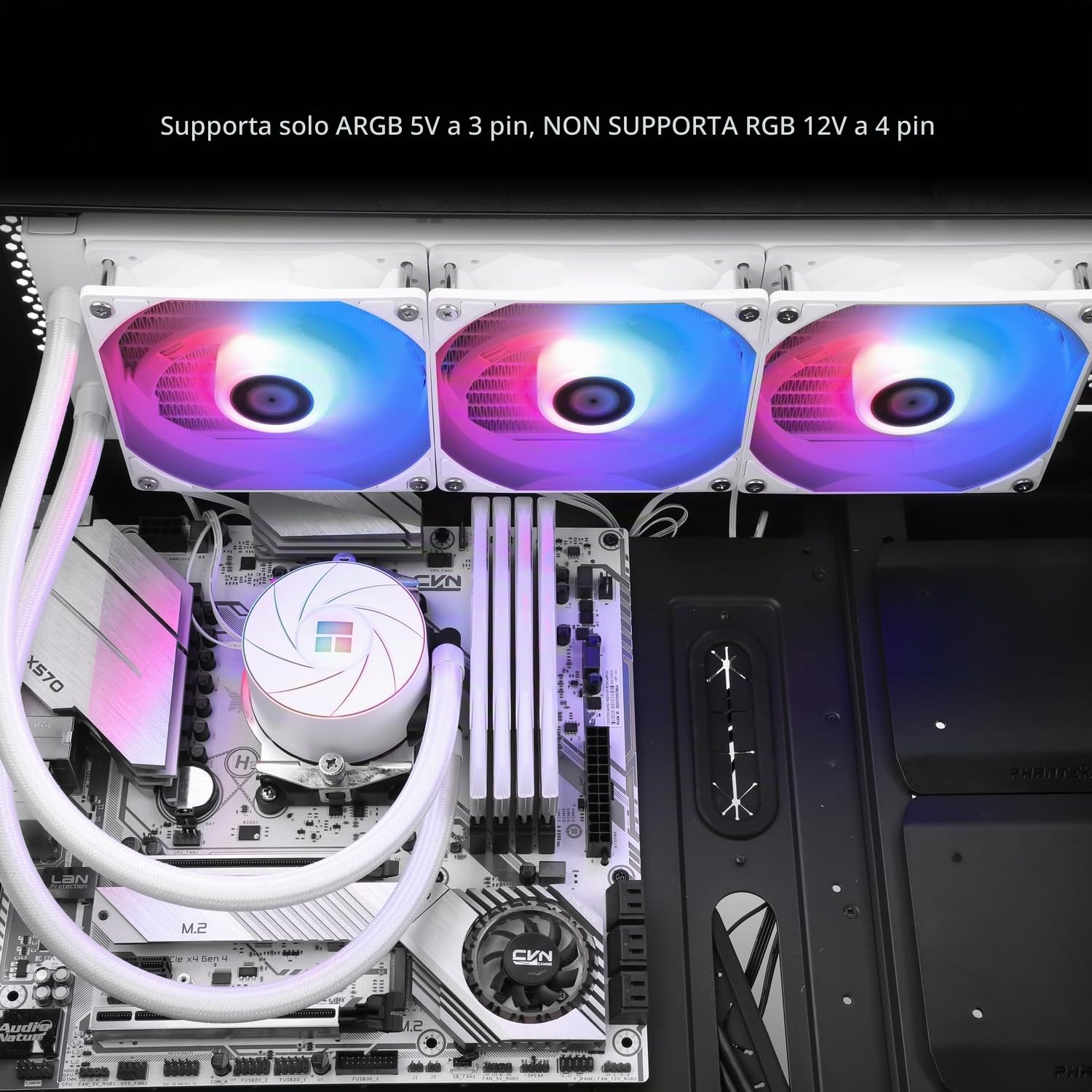 TR AQUA ELITE 360 Bianco ARGB refrigeratore d'acqua per CPU, con 3 x 120 mm ventilatori PWM, velocità 1550RPM,per AMD/AM4/AM5&Intel LGA1150/1151/1200/2011/1700,Refrigeratore d'acqua per CPU(bianco
