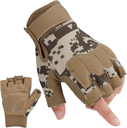Miniatura 9 de FIORETTO Guantes sin dedos para Airsoft Tiro Medio Dedo Caza Senderismo Ciclismo Conducción Motocicleta Escalada Guantes de Trabajo M210603