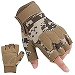 FIORETTO Fingerless Gloves for Airsoft Shooting Half Finger Hunting Hiking Cycling Driving Motorcycle Climbing Work Gloves Yellow Camo Medium