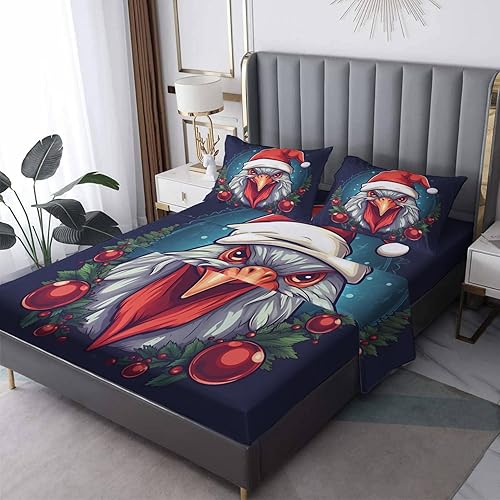 Eagle Sheets Queen - Sábanas y fundas de almohada de Navidad - 100% microfibra, estampado de alta cantidad de hilos, sábana encimera, sábana bajera
