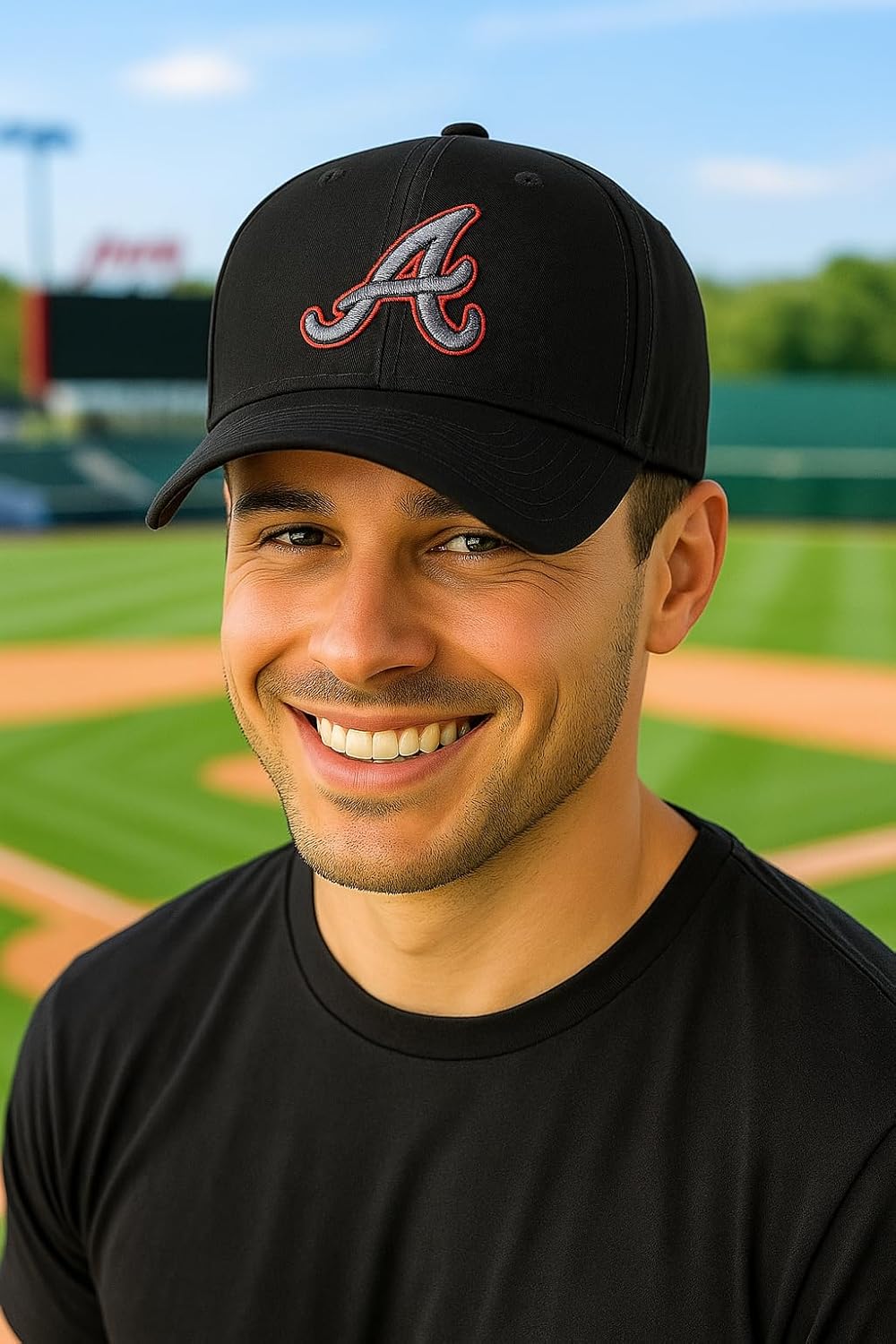 Officially Licensed Atlanta Baseball Black MVP Hat Classic Edition Home Team Logo Adjustable Embroidered Structured Cap - Image 3