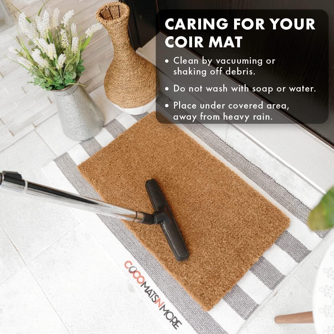 COCO MATS 'N MORE Coir Front Doormats - Spring Welcome Durable Low Profile for Front Door, Porch | Scrape Dirtiest of Shoes, Handwoven Coir Doormat for Entrance Keep Houses Clean (38” x 60” x 1”)