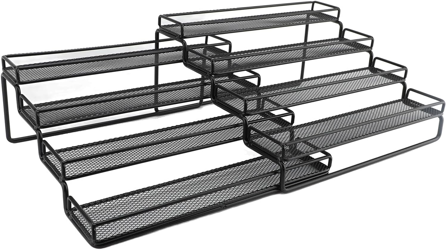 Socobeta 4 Tier Seasoning Rack Organizer Expandable Rack Metal Frame Separable Seasoning Step Display Shelf for Countertops Inside Cabinets