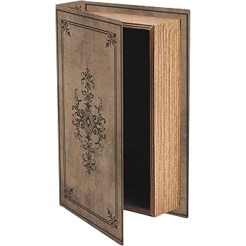 Vintage Book Storage Box Faux Book Box Brown Gothic Pattern 9.1 x 5.9 x 2 Inch Decorative Organiser for Jewellery Keepsake Small Treasures Wedding Memories Living Room Decoration