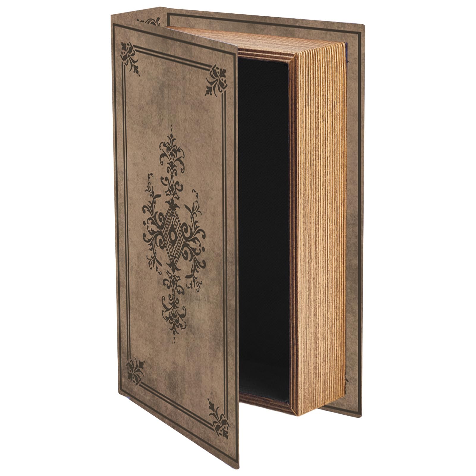PRESSINART Vintage Book Storage Box Faux Book Boxes Brown Gothic Pattern 9.1 x 5.9 x 2 Inch Decorative Storage Organizers for Jewelry Trinket Wedding Memories Hobby Keepsake Photos Home Decoration