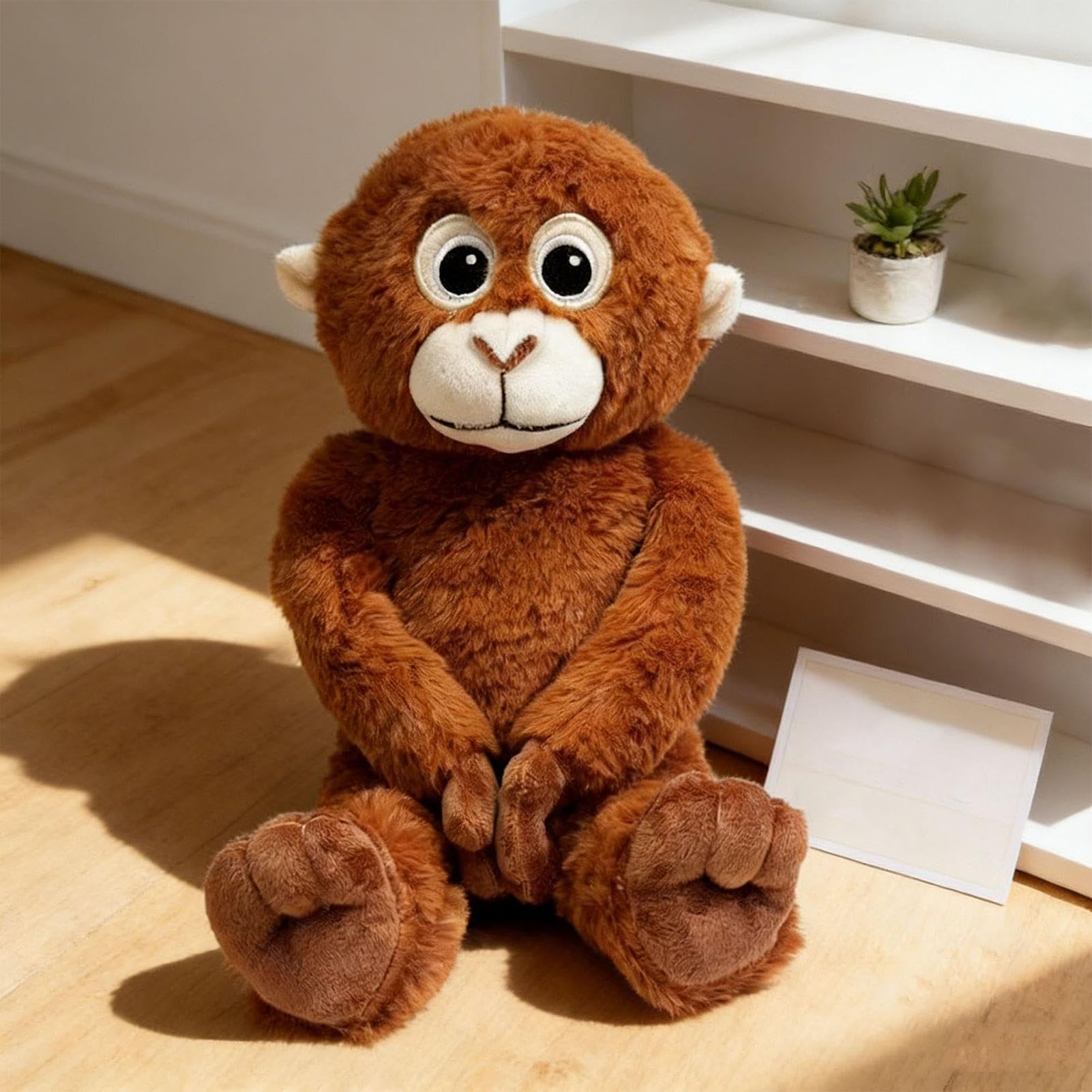 Genérico Mono De Peluche - Diseño Realista con Manos Largas, Muñeco De Peluche De 36cm, 110g De Peso + Marco De 14.2 Pulgadas, Fibra Sintética Suave Premium - para Salones & Día del Niño