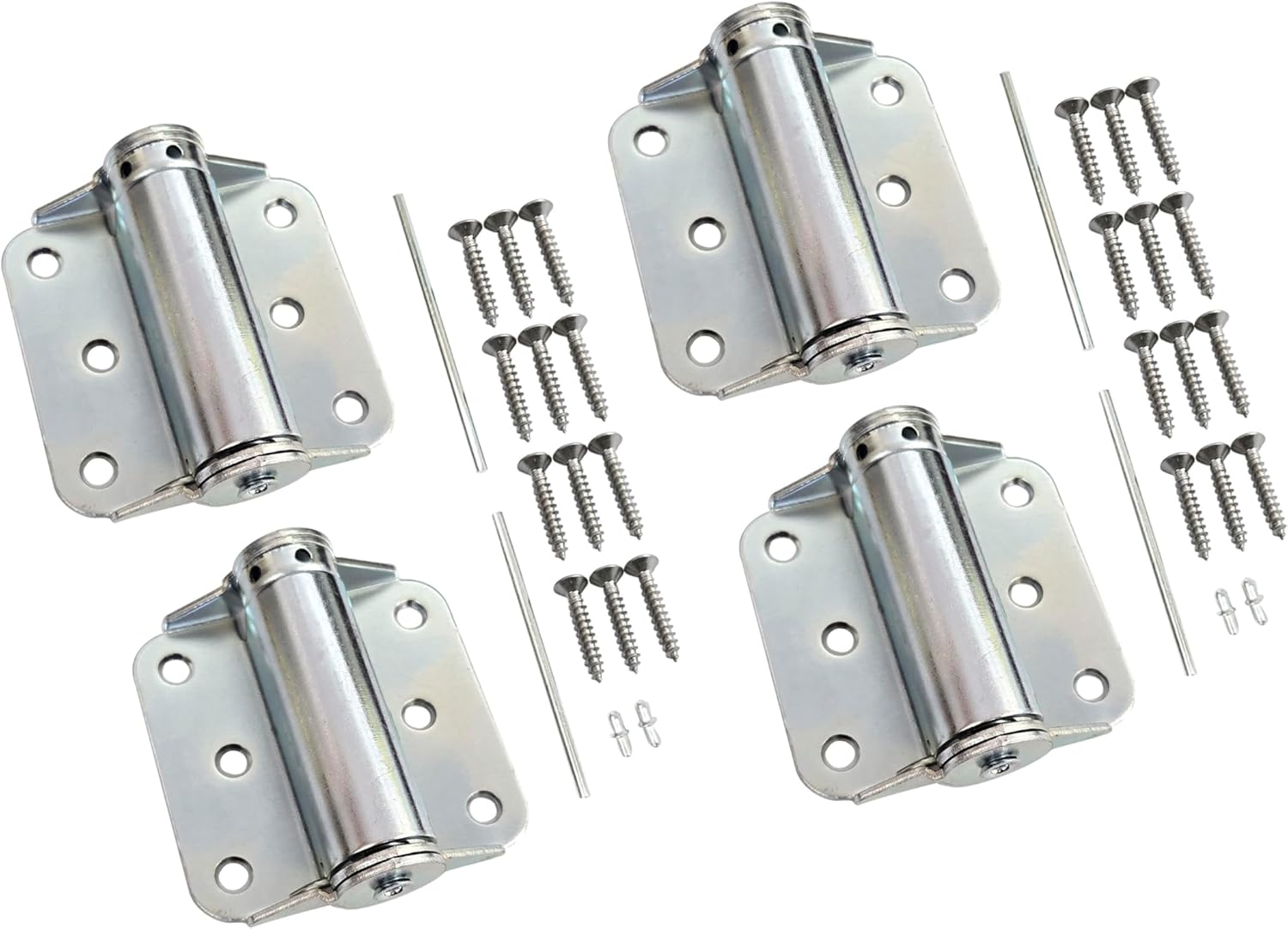 QCAA Adjustable Spring Hinge with Stainless Steel Screw, 3", Zinc, 4 Pack, Made in Taiwan