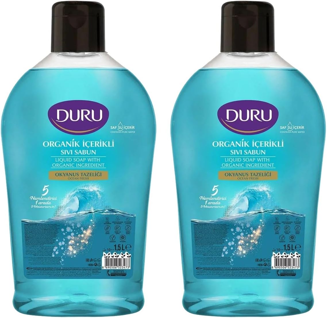 Duru Organik İçerikli Sıvı Sabun, Okyanus Tazeliği, 1500 ml, 2'li Paket