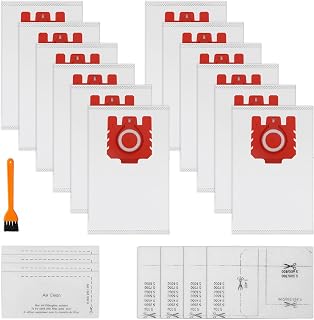Upgraded 12 Pack 3D Airclean Dust Bags Replacement for Miele FJM Vacuum Cleaner Bags for Miele Classic C1, Complete C1 C2 C3, S227, S240, S270, S280, S400, S2, S5, S8 Series Airclean Bags