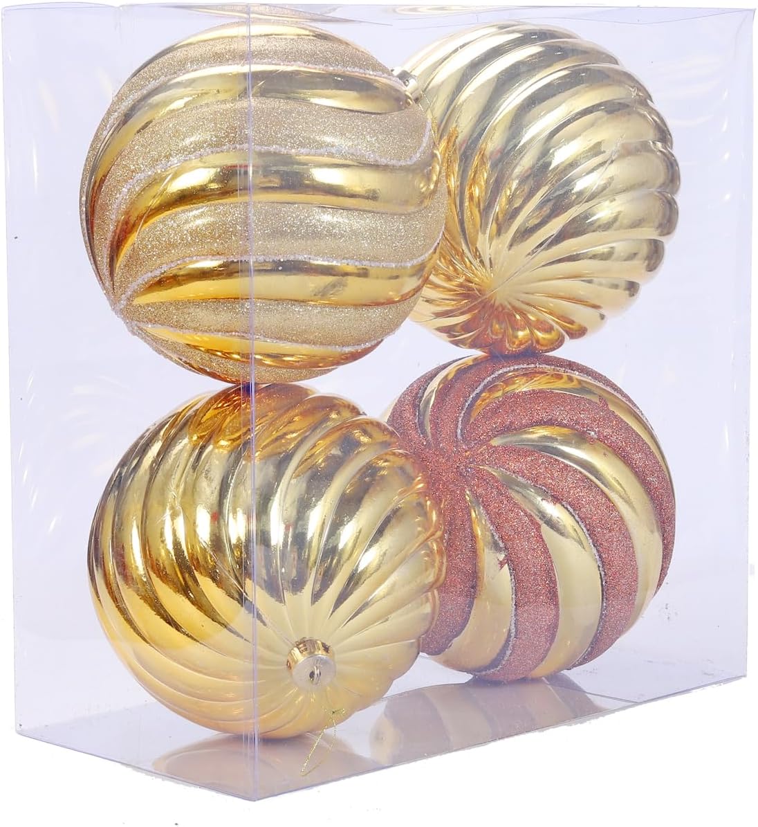 8 inch Extra Large Christmas Ornaments Gold, 4 pcs Large Decorative Hanging Ornament Balls, Jumbo Christmas Ornaments Giant Christmas Balls for Holiday Party Outdoor Decor Gold 8 Inch